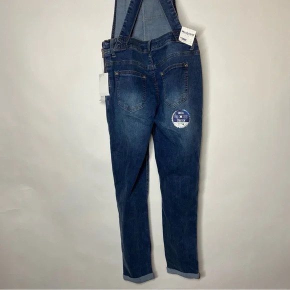NEW WallFlower Bib Overalls Juniors S Small Summer Blue Jean Tomboy Ankle N9 - Picture 7 of 10